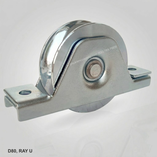 Bánh xe cổng trượt Ray U , đế gắn âm chất liệu thép mạ kẽm bạc đạn cao cấp, giúp cổng lùa vận hành êm ái, không gây tiếng ốn, chịu tải tốt và chống mài mòn hiệu quả, chuyên sử dụng cho cổng lùa