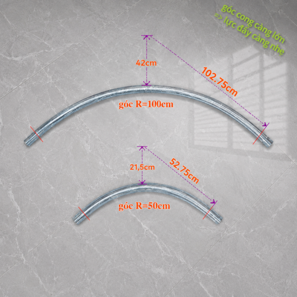 Đoạn Ray Cong Bán Kính (R)=50 hoặc100cm chuyên dùng cho cửa lùa cong