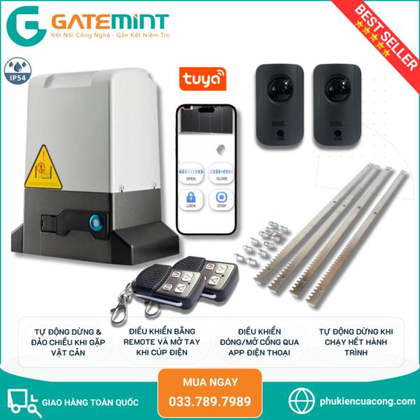 Motor Cổng Lùa Tự Động thương hiệu GateMint có nhiều loại công suất phù cho nhiều loại cổng nặng khác nhau, motor giá rẻ, hoạt động ổn định và êm ái. Motor Cổng Lùa GateMint có tính năng điều khiển từ xa qua điện thoại