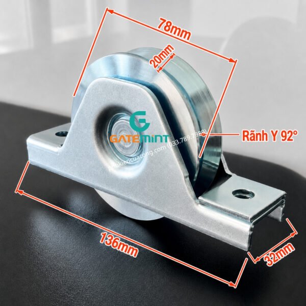 Bánh Xe Cổng Trượt Ray V, D80, Đế Gắn Âm GateMint chất liệu thép mạ kẽm bạc đạn cao cấp, giúp cổng lùa vận hành êm ái, không gây tiếng ốn, chịu tải cao và chống mài mòn hiệu quả, chuyên sử dụng cho cổng lùa