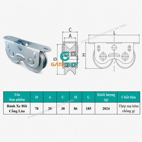 Bánh Xe Đôi Cổng Trượt Ray UV, D80 GateMint được thiết kế chắc chắn với khả năng chịu tải cao, giúp cổng vận hành ổn định và êm ái, chuyên sử dụng cho cổng lùa