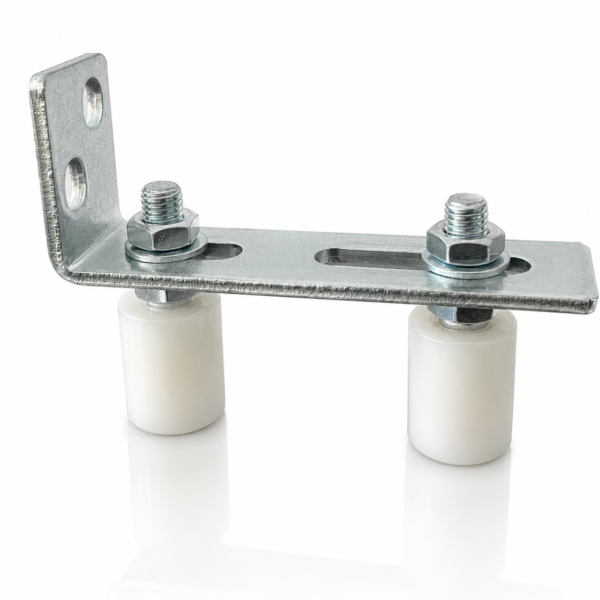 Bộ dẫn hướng cổng lùa 2 con lăn D30x40 Gatemint bằng thép mạ kẽm kết hợp con lăn chất liệu nilong cao cấp chống mài mòn giúp cổng trượt vận hành ổn định, giảm rung lắc và chống mài mòn hiệu quả
