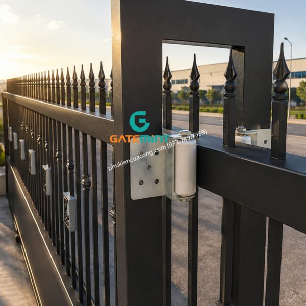 Con lăn dẫn hướng cổng kẹp 1 bên GateMint bằng thép mạ kẽm kết hợp con lăn chất liệu nilong cao cấp chống mài mòn giúp dẫn hướng cổng lùa vận hành ổn định, giảm rung lắc và chống mài mòn hiệu quả