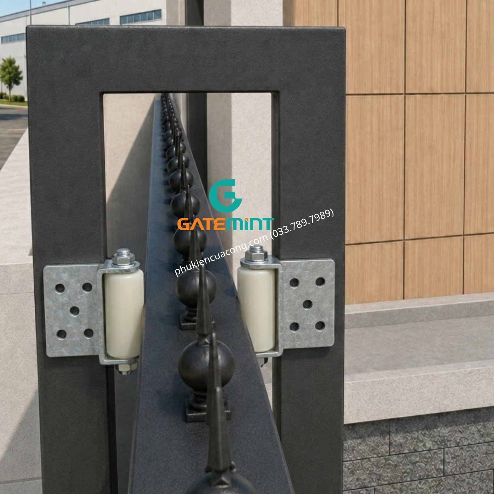 Con lăn dẫn hướng cổng kẹp 1 bên GateMint bằng thép mạ kẽm kết hợp con lăn chất liệu nilong cao cấp chống mài mòn giúp dẫn hướng cổng lùa vận hành ổn định, giảm rung lắc và chống mài mòn hiệu quả