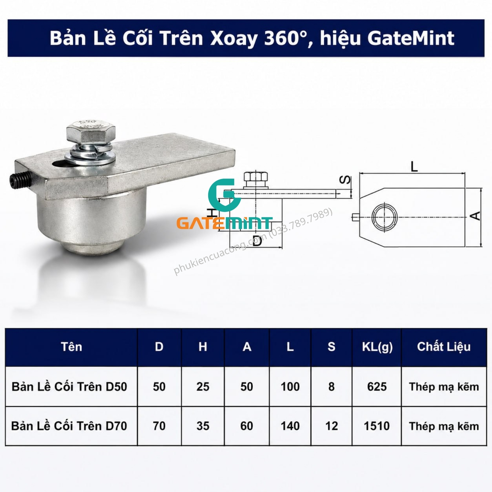 BẢN LỀ CỐI XOAY 360 ĐỘ VÒNG BI CÔN CHỊU TẢI CAO Gatemint vòng bi đũa chuyên dùng cho cổng mở cánh, xoay nhẹ êm, không giới hạn góc mở, giúp giảm tải cho cổng hiệu quả. Phù hợp với tất cả mẫu cổng mở cánh
